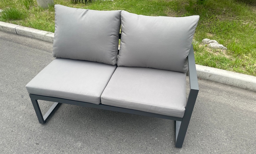 Image 5: Fimous Aluminium 10-Seater Outdoor Patio Dining Set with Fire Pit