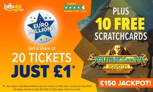 Get a share of 20 Lotto Tickets for £1* + 10 Free Scratchcards