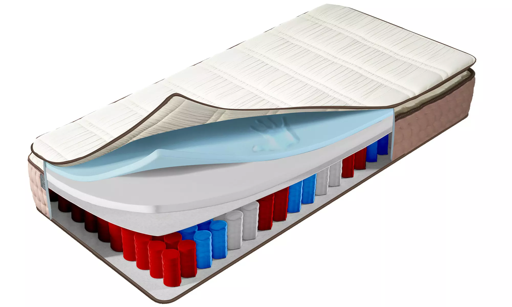 Matelas Chambord, 100% coton bio, ressorts ensachés et mémoire de forme - Second Medium