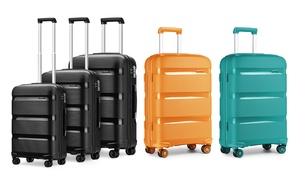 Individual or Set of Three Textured Groove Hard Shell Suitcases