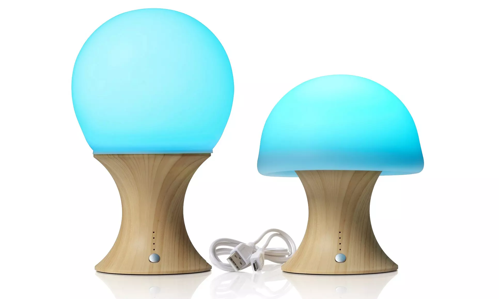 One (£7) or Two (£13) Auraglow Colour-Changing Wireless USB Rechargeable LED Mushroom Lamps - Second Medium