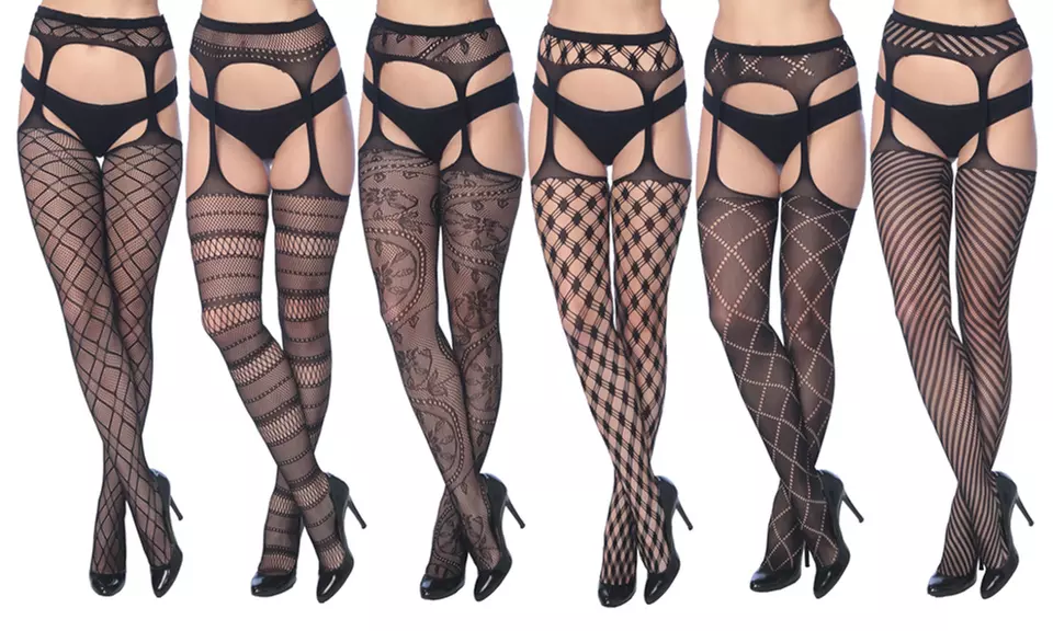 Frenchic Fishnet Suspenders in Regular and Plus Sizes (6-Pack) - Primary Image