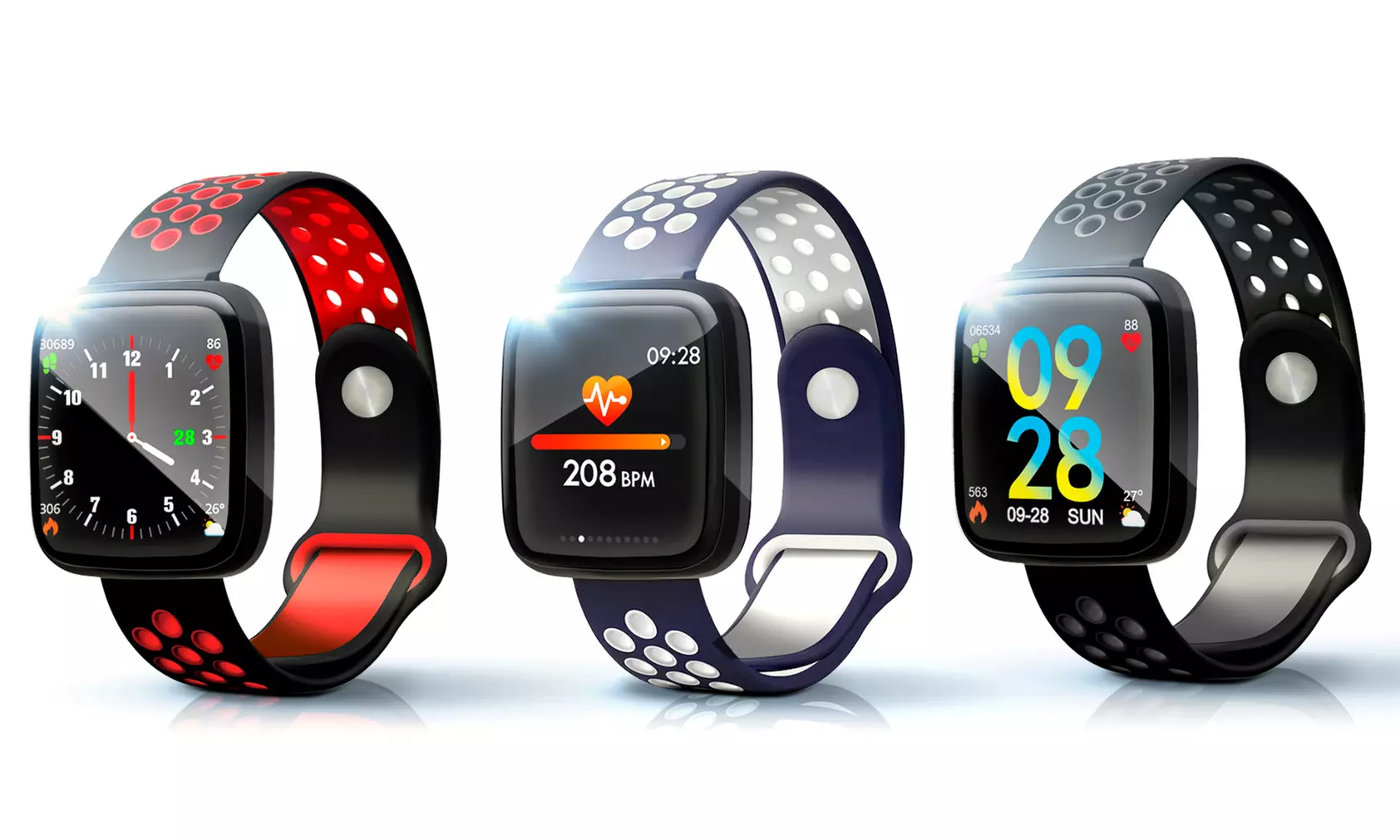 Montre connectée avec Tracker d'activité, suivi santé et bracelet en silicone - Primary Image