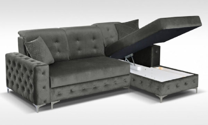 Image 7: Plush Velvet Sofa Bed