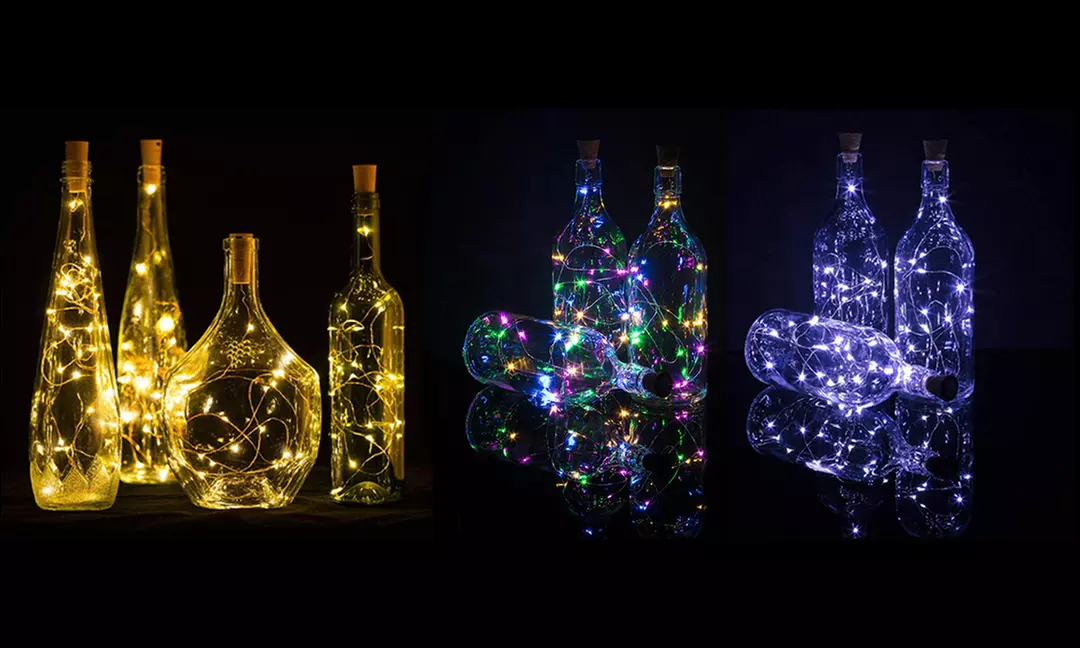 Corcho de botella con guirnalda decorativa con luces led