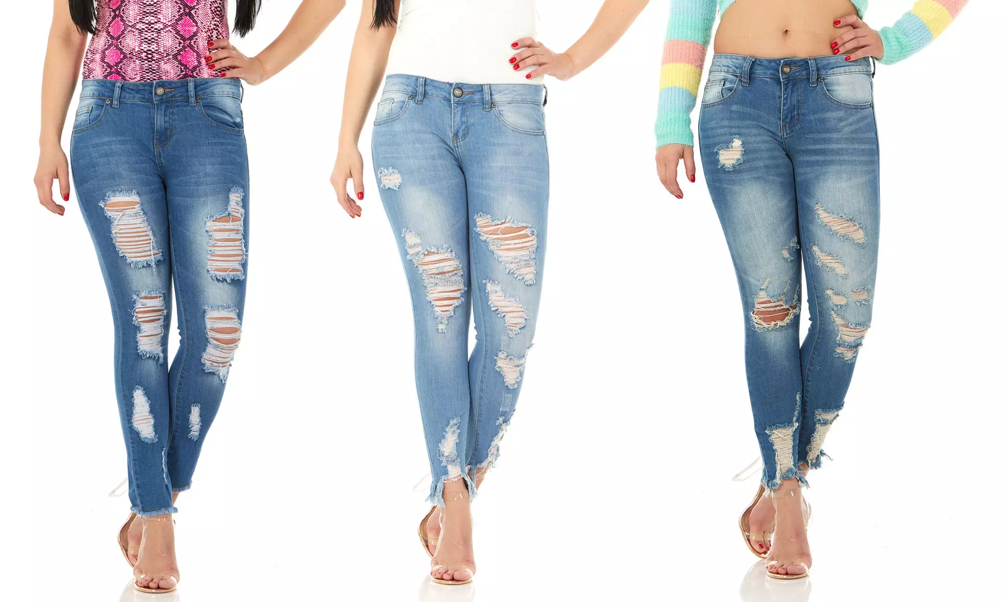 CG Jeans Perfect Rise Ripped, Distressed, and Torn Ankle Skinny Jeans. Plus Sizes Available. - Primary Image