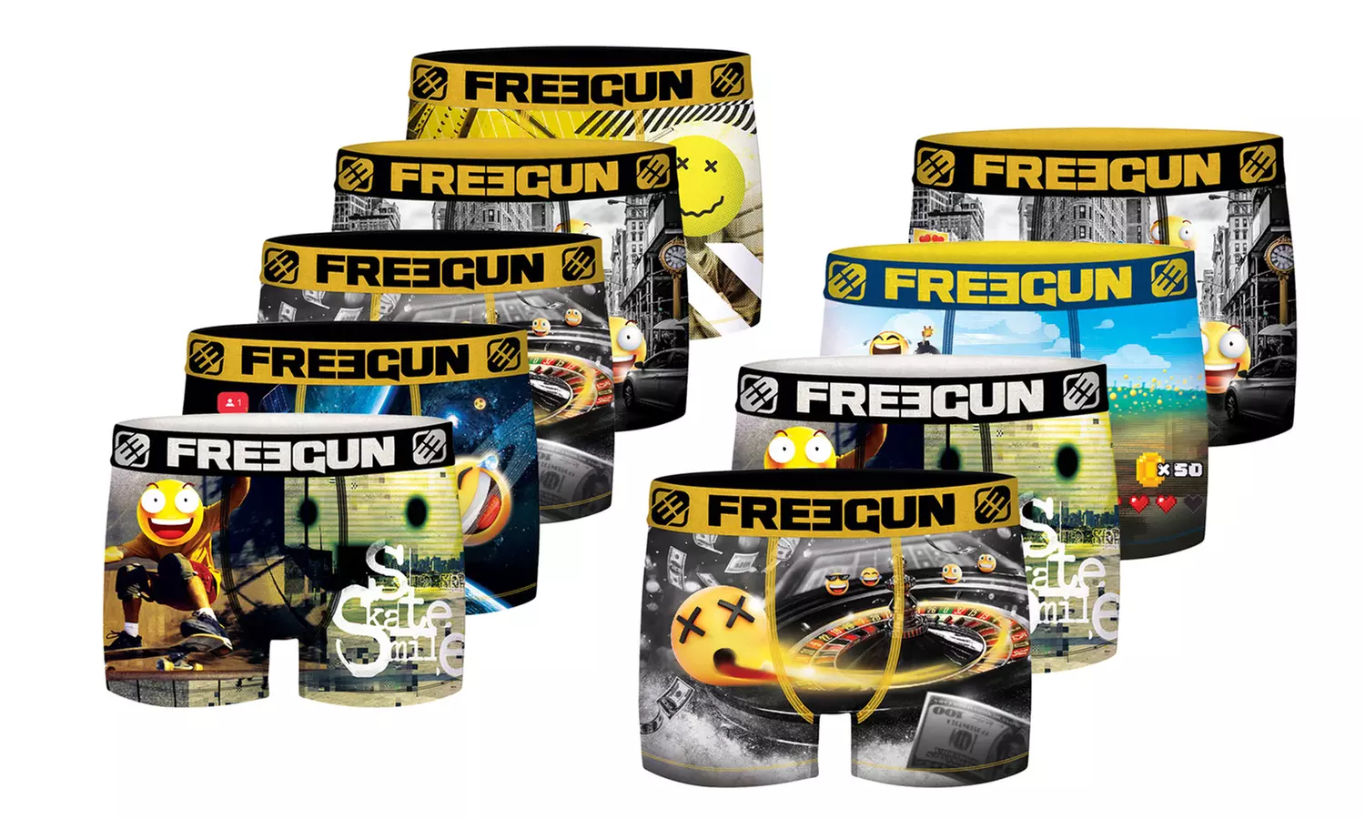 Lots de 4 ou 5 boxers Freegun Emotik - Primary Image
