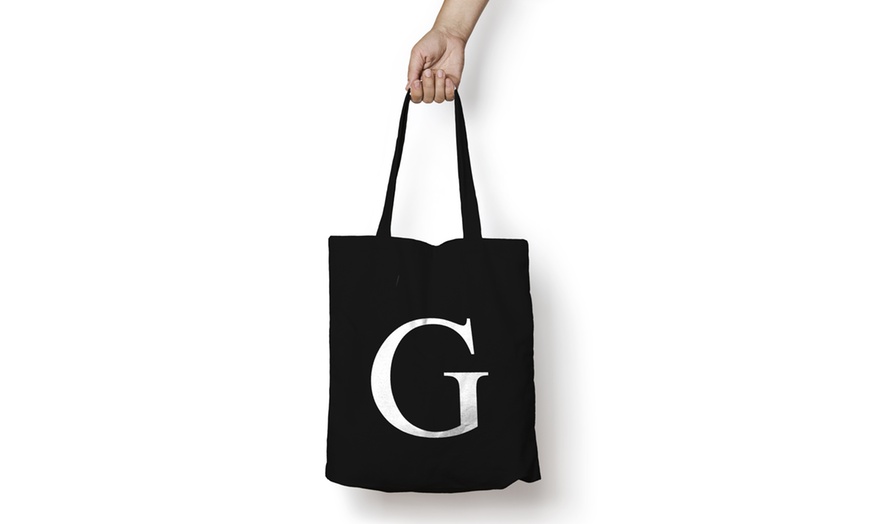 Image 8: Alphabet Letter Cotton Tote Bag