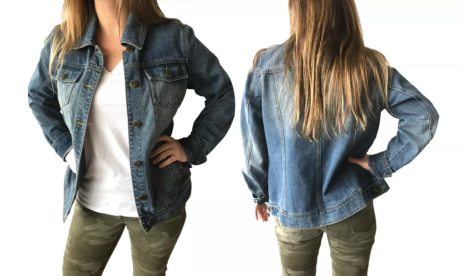 Steve Madden Boyfriend Trucker Women's Denim Jacket. (Size M) - Primary Image