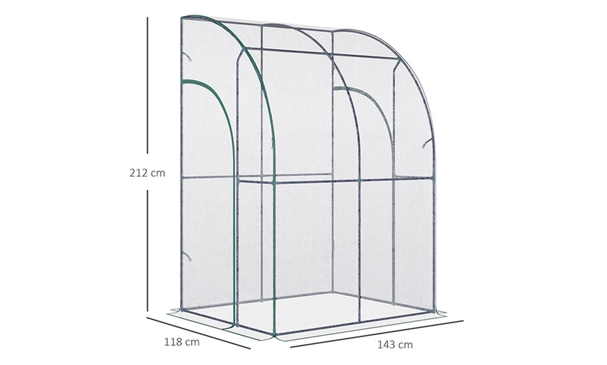 Image 4: Outsunny Outdoor Walk-In Lean-to-Wall Tunnel Greenhouse