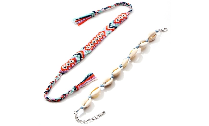 Image 2: Shell and Braided Anklet Set