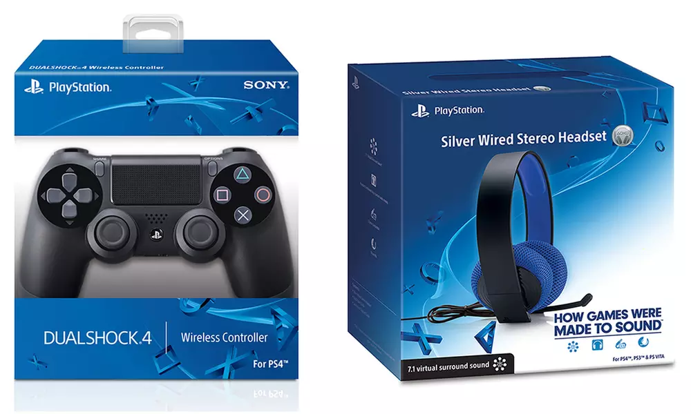 PlayStation 4 DualShock 4 Wireless Controller with Free Sony Silver Wired Headset  - Primary Image