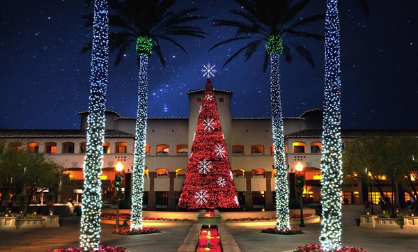 Enchanting Christmas light displays in a winter wonderland