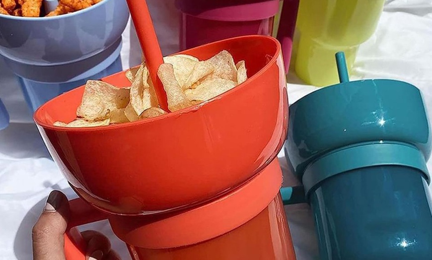 Image 4: Two-in-One Cup Bowl Combo with Straw