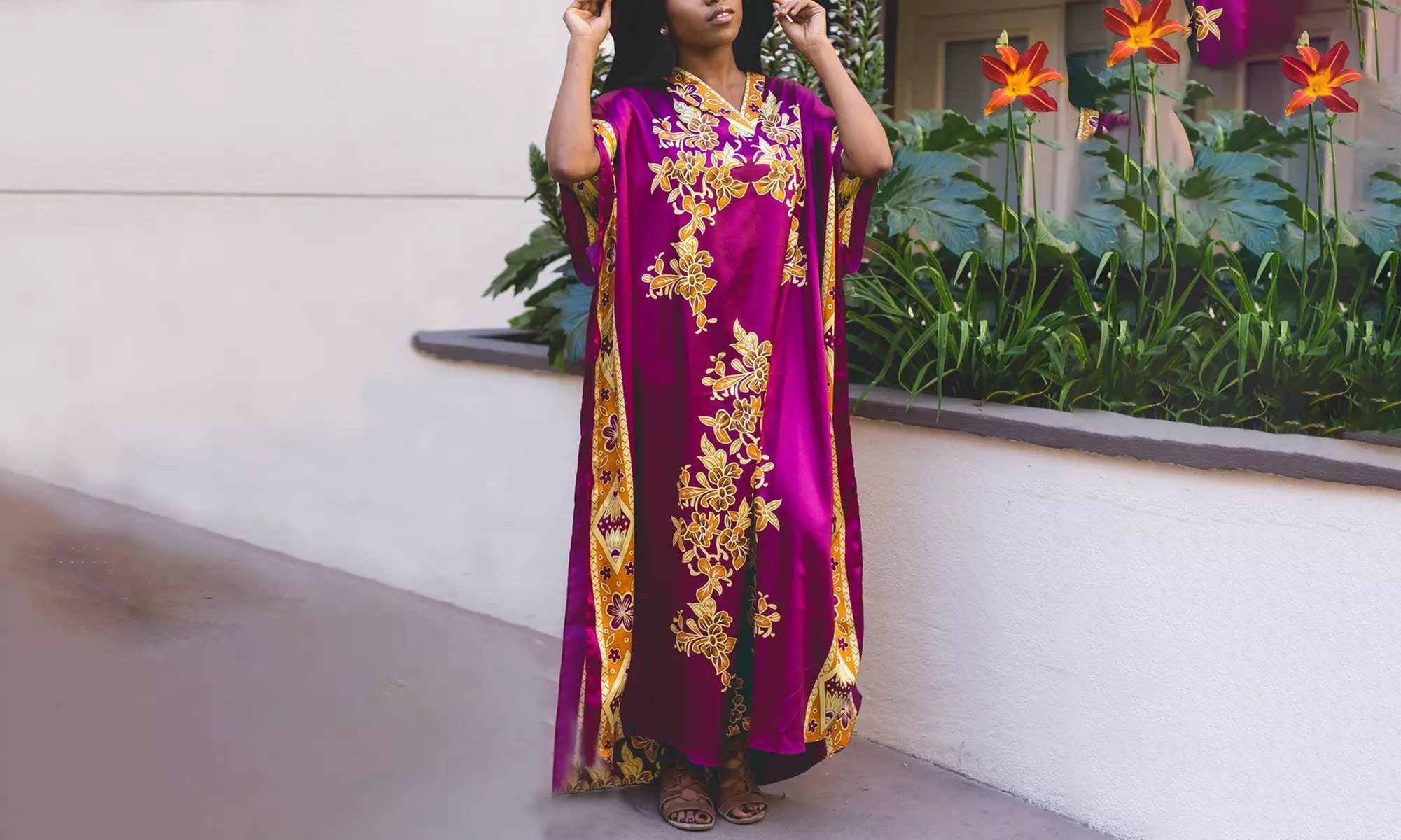 Womens Beach Sun Caftan Vacation Maxi Dress - Primary Image