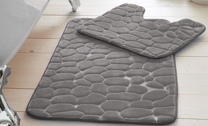 Two-Piece Pebble Memory Foam Bath Mat Set