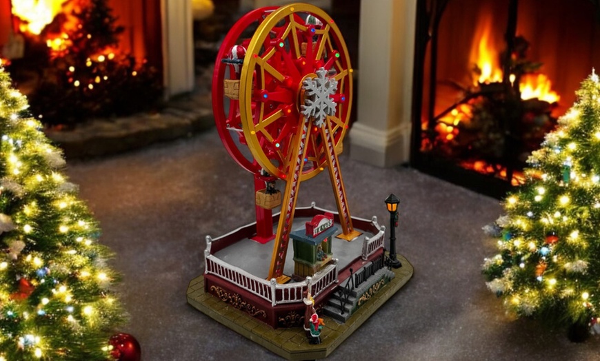 Image 1: Grande roue de Noël décorative avec son et lumières