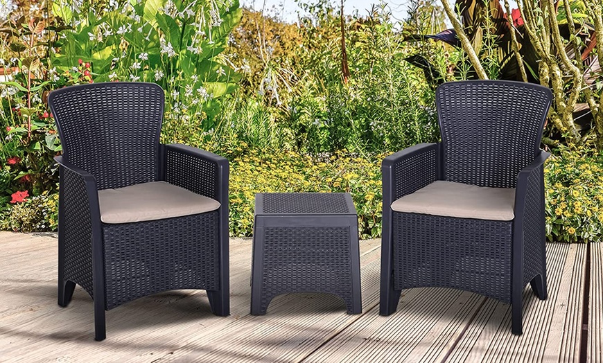 Image 1: Outsunny 3 Piece Rattan Effect Garden Bistro Set