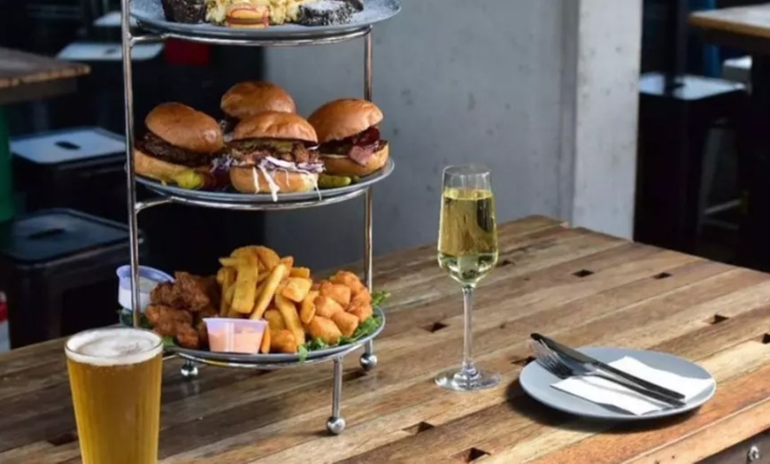 Image 1: Burger High Tea with Glass of Bubbly or Beer at Beef And Barley