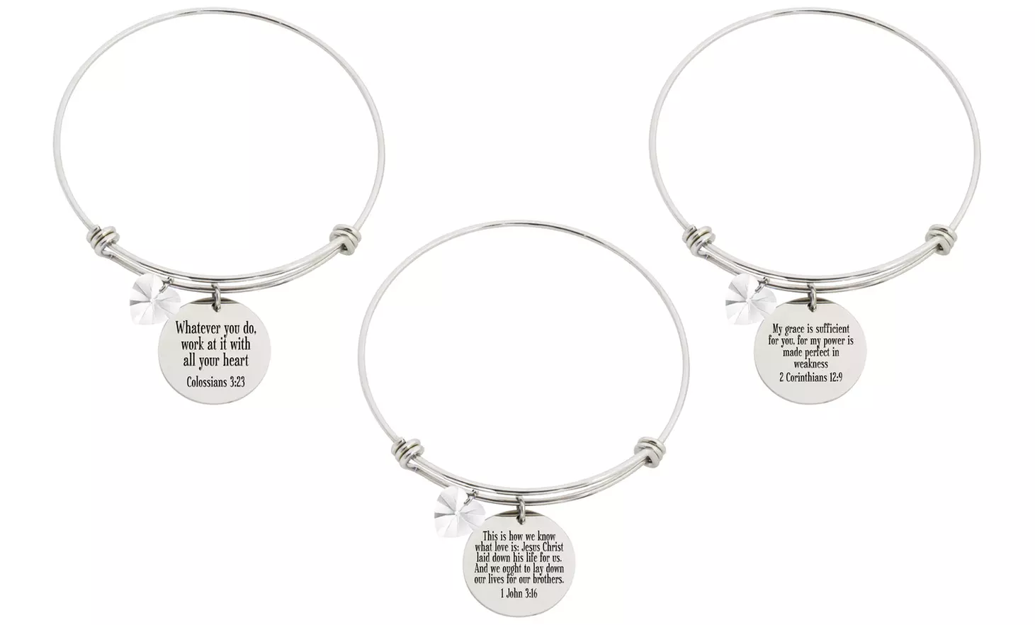 Silver Plated Religious Bangle Made with Swarovski Crystals by Pink Box - Primary Image