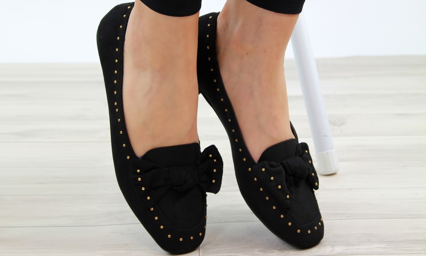 Image 2: Women's Studded Bow Loafers