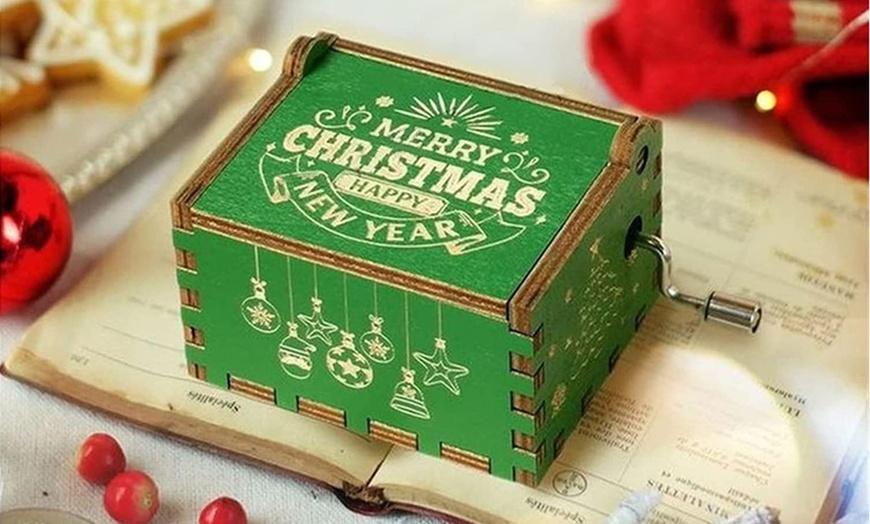 Image 3: Mini Christmas Wooden Music Box