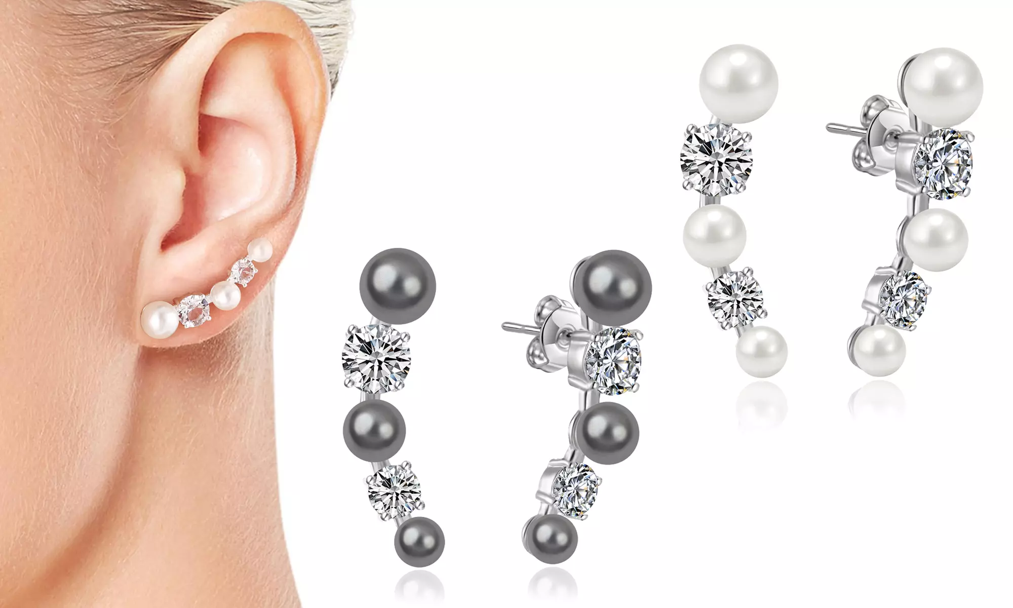 1 ou 2 boucles d'oreilles Philip Jones avec cristaux, coloris au choix - Primary Image