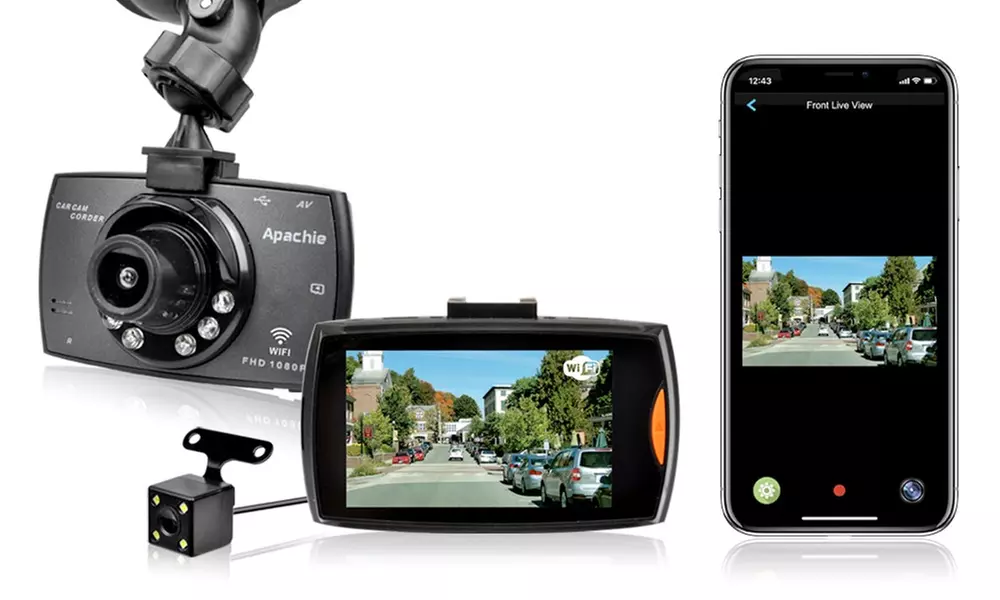 Dash Cam Wi-Fi Apachie G100 avec carte mémoire SD 16GO en option - Primary Image