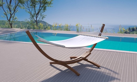 Hamac Majorque ou Santa Fe en toile poly-coton sur support bois, avec ou sans toit, livraison gratuite