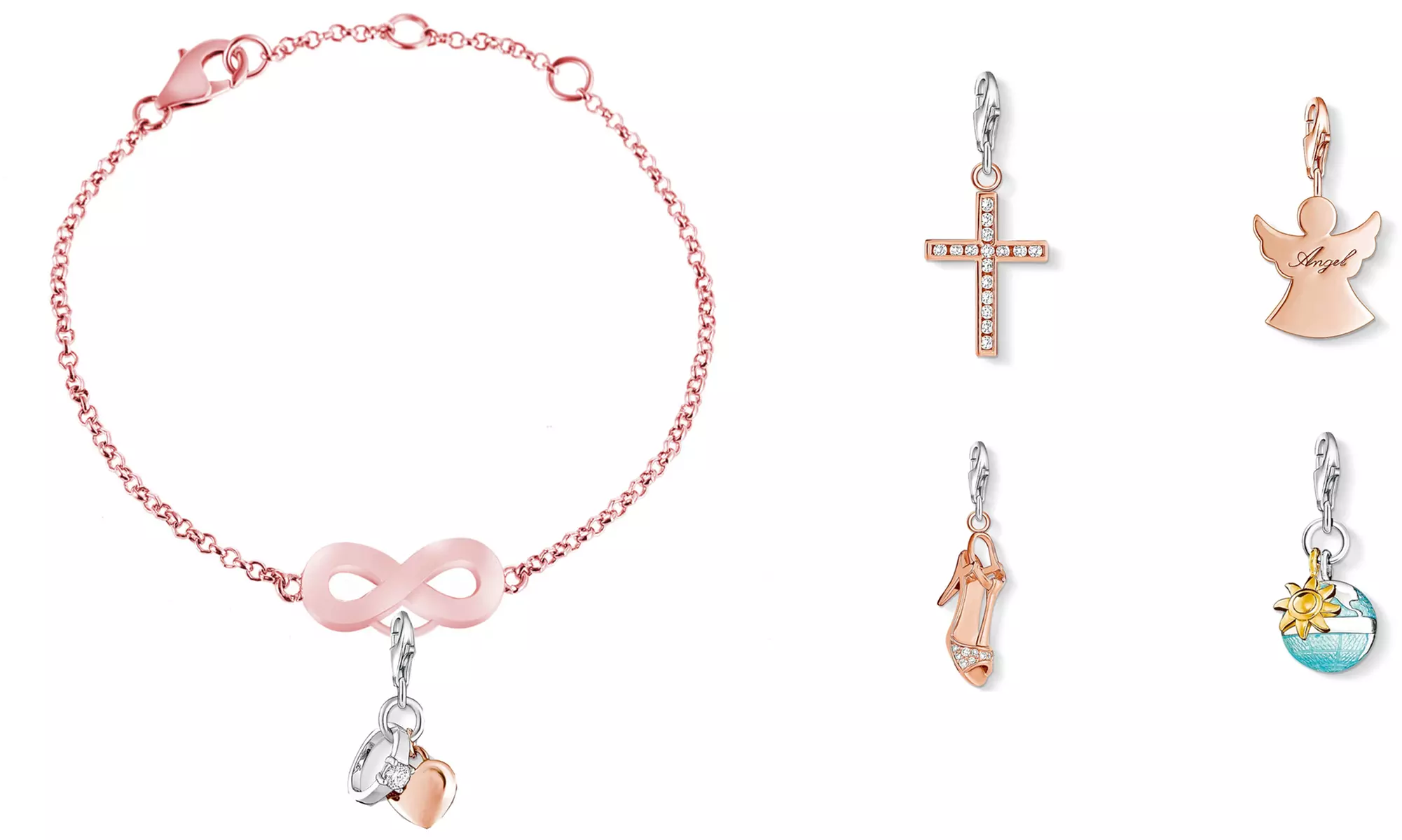 Bracelet Infinity avec 5 charm's dont certains ornés de cristaux Swarovski® - Image 3