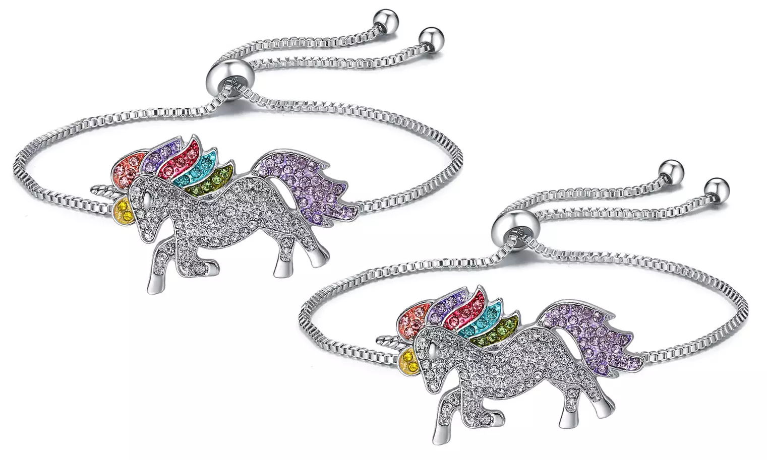 1x oder 2x Halskette oder Armband mit Einhorn-Anhänger für Kinder