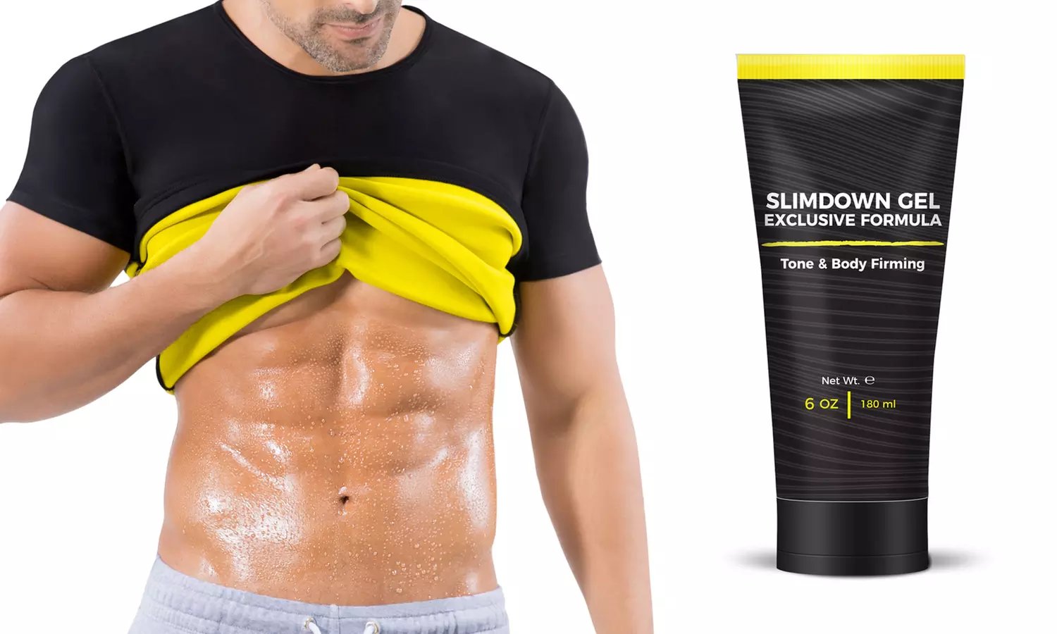 Men's Hot Waist Trimmer Shirt Set with Toning Sweat Gel - Primary Image