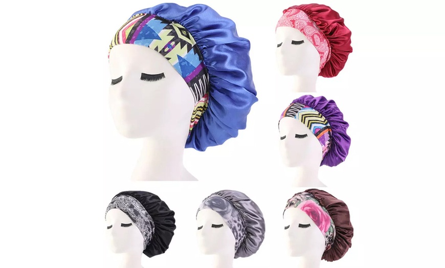 Image 1: One or Two Satin Sleeping Hair Wrap Headbands