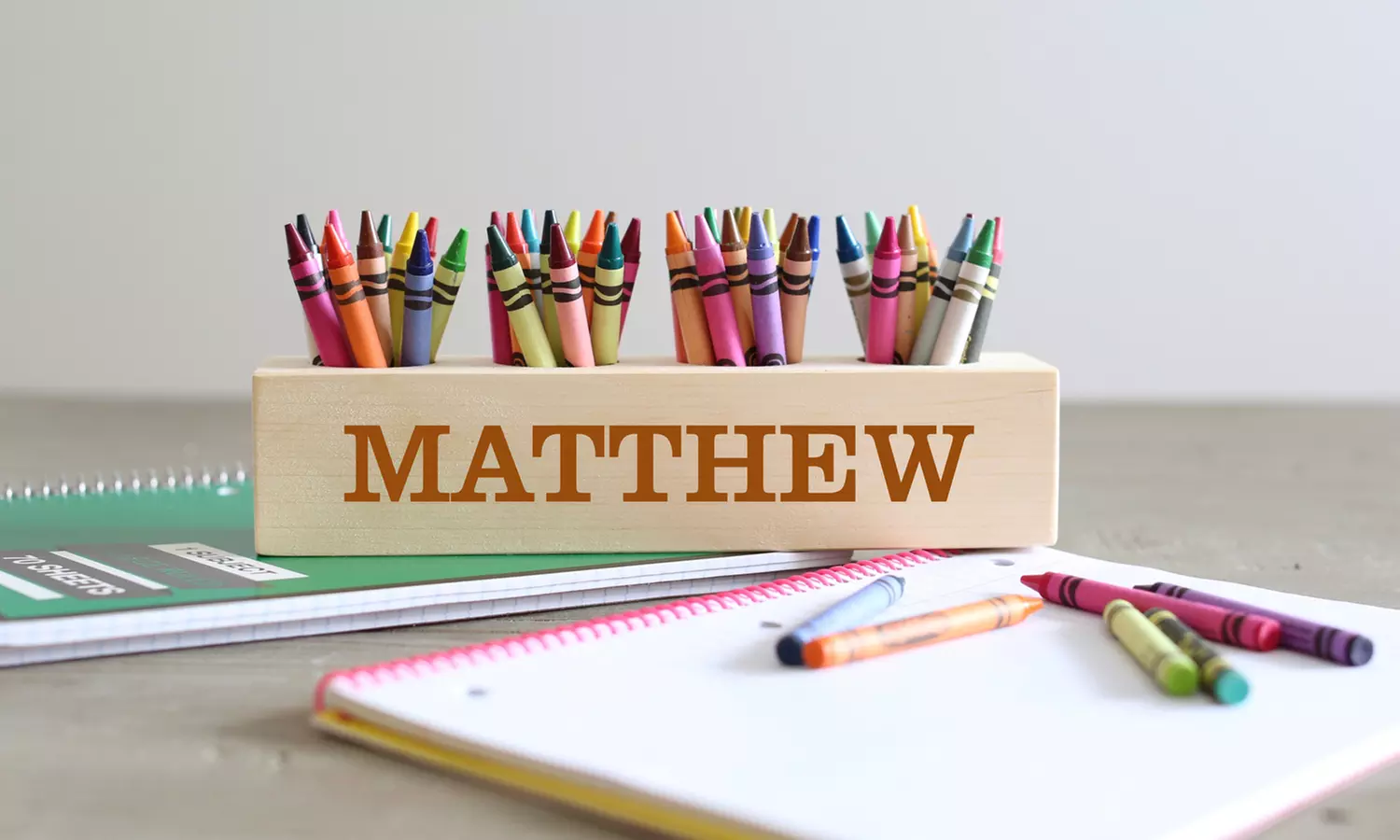 One, Two, or Three Personalized Farmhouse Wooden Crayon Holders from 2712 Designs (Up to 27% Off) - Second Medium