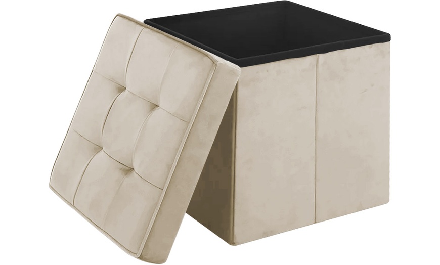 Image 9: Pouf contenitore quadrato in velluto