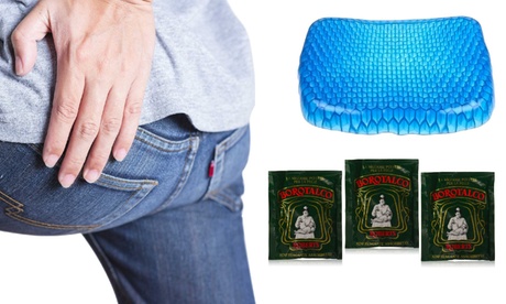 Cuscino in gel antidecubito con 4 buste da 100 g di borotalco in polvere