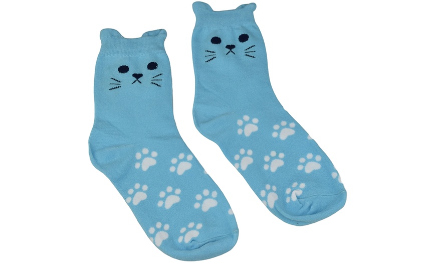 Image 3: Women's Cat Paw Socks Five-Pack