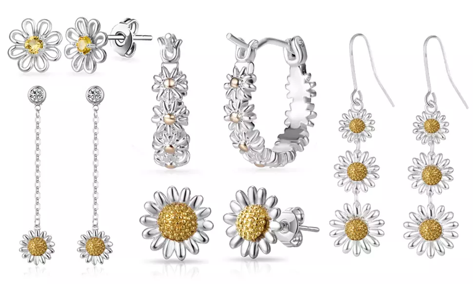 Boucles d'oreilles marguerite de Philip Jones ornées de cristaux de Zircondia®, modèles au choix - Primary Image