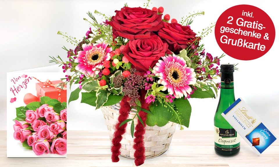 Blumengesteck "Alles Liebe" oder "Orchideengruß" in versch. Farben