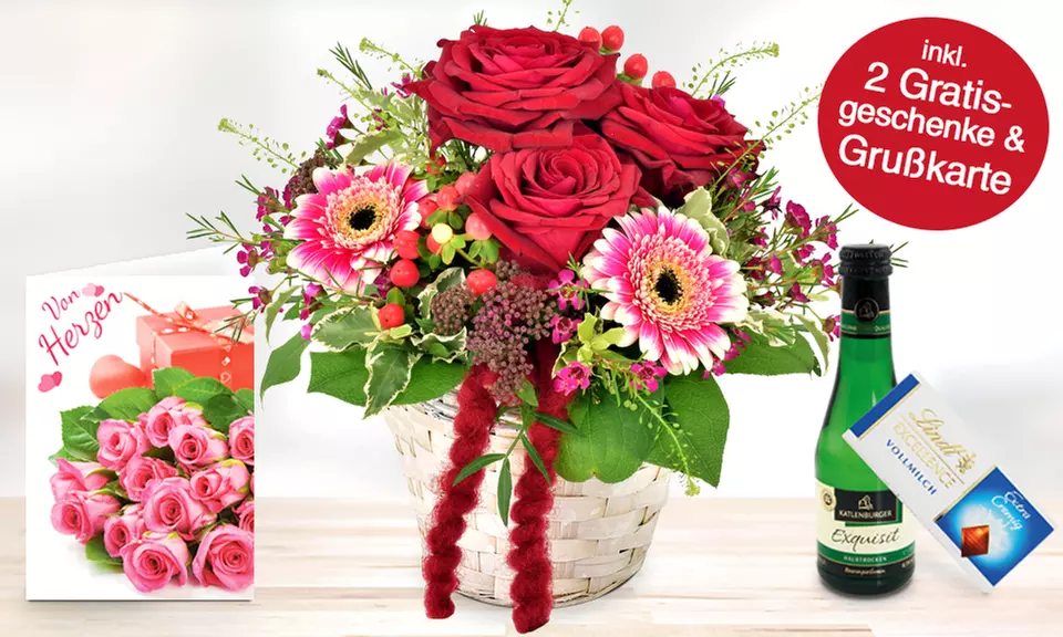 Blumengesteck "Alles Liebe" oder "Orchideengruß" in versch. Farben