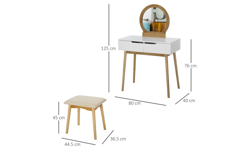 Image 18: HomCom Dressing Table Set