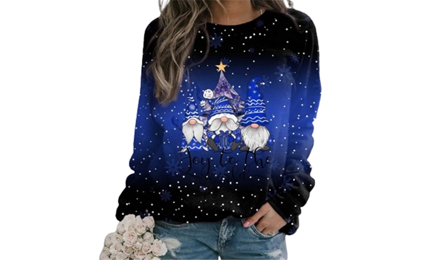 Image 3: Womens Christmas Gnome Sweatshirt