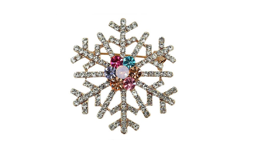 Image 12: Christmas Brooch Pin with Rhinestone Crystal