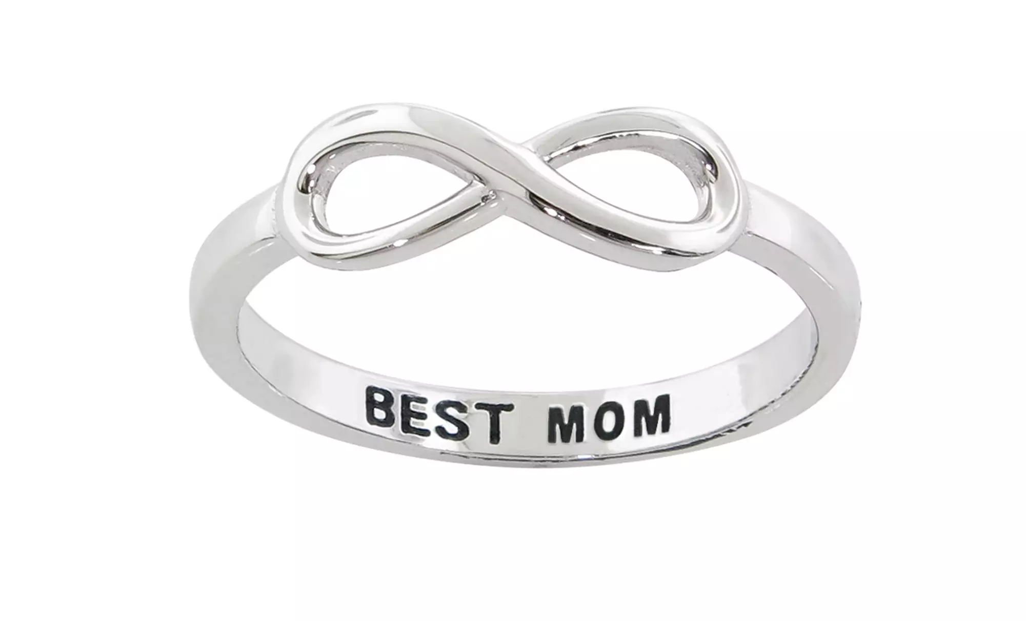 Sterling Silver "BEST MOM" Infinity Rings - Second Medium