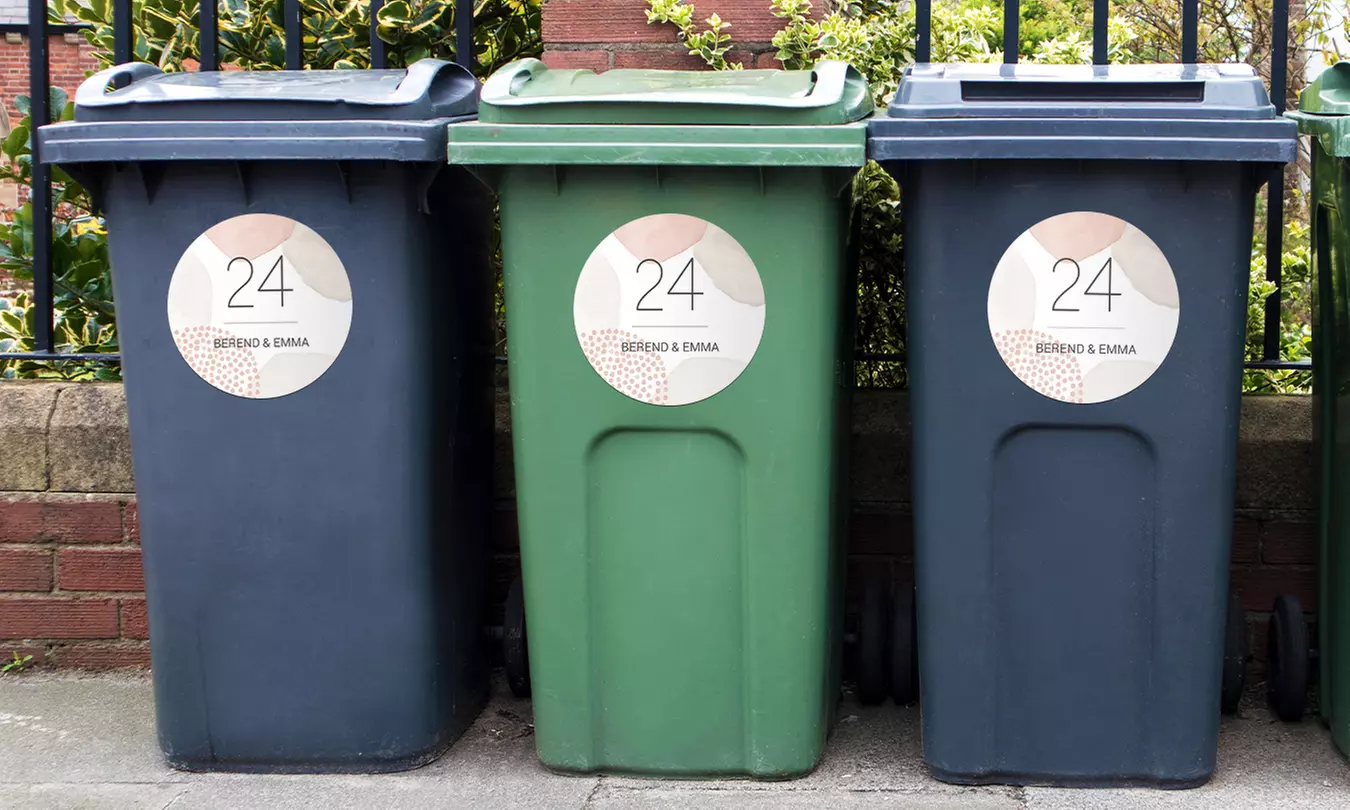 Wetterfester Mülltonnenaufkleber mit eigenem Text