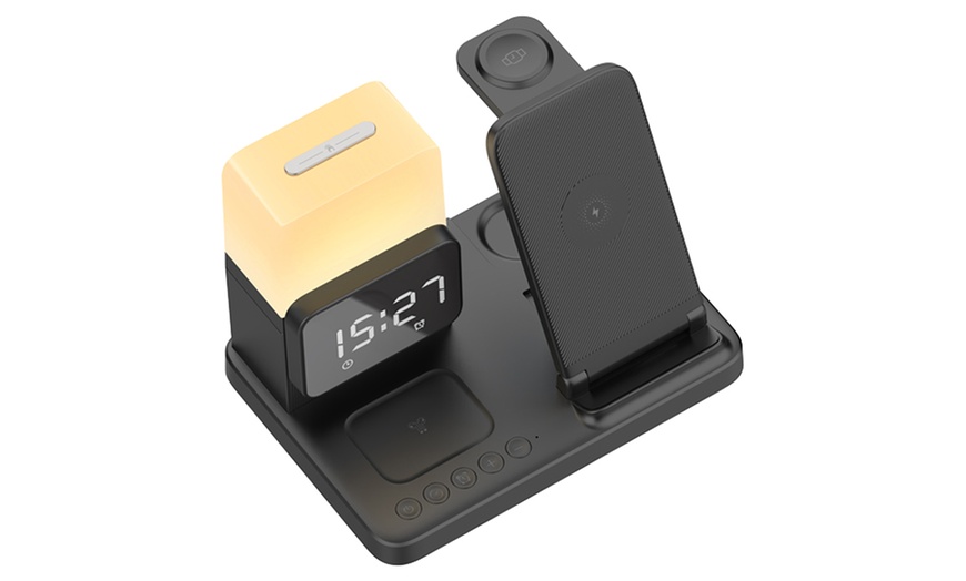 Image 2: TODO Wireless Phone Charger Alarm Clock LED Lamp 15W Fast Charge