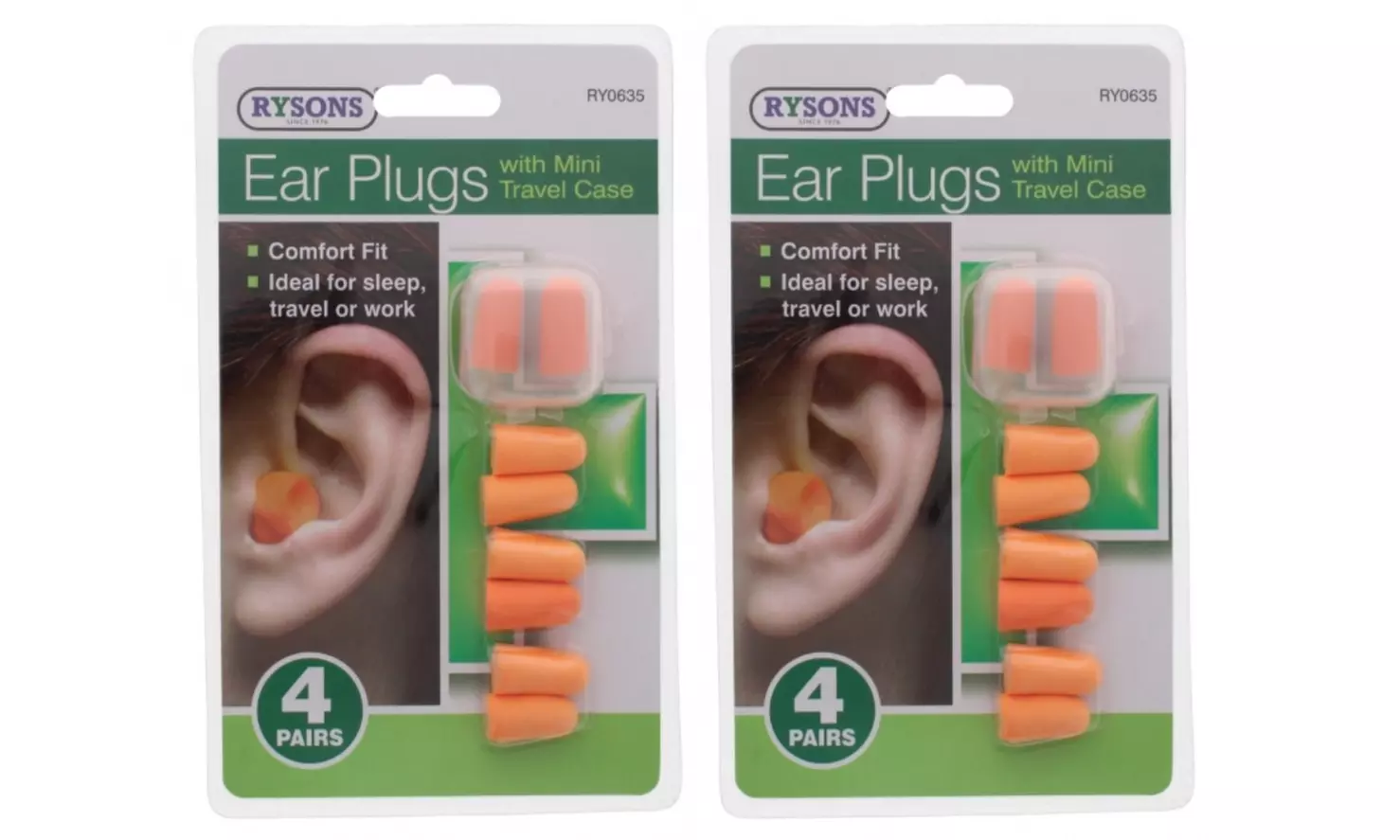 1 ou 2 lots de 4 paires de bouchons d'oreille en mousse avec petit étui de voyage - Second Medium