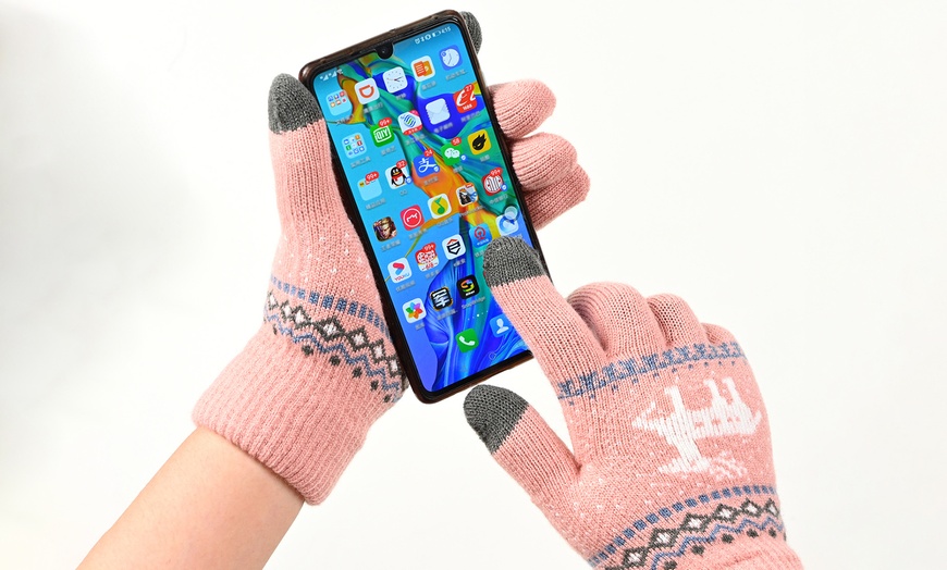 Image 2: 1 ou 2 paires de gants à écran tactile avec motif de renne