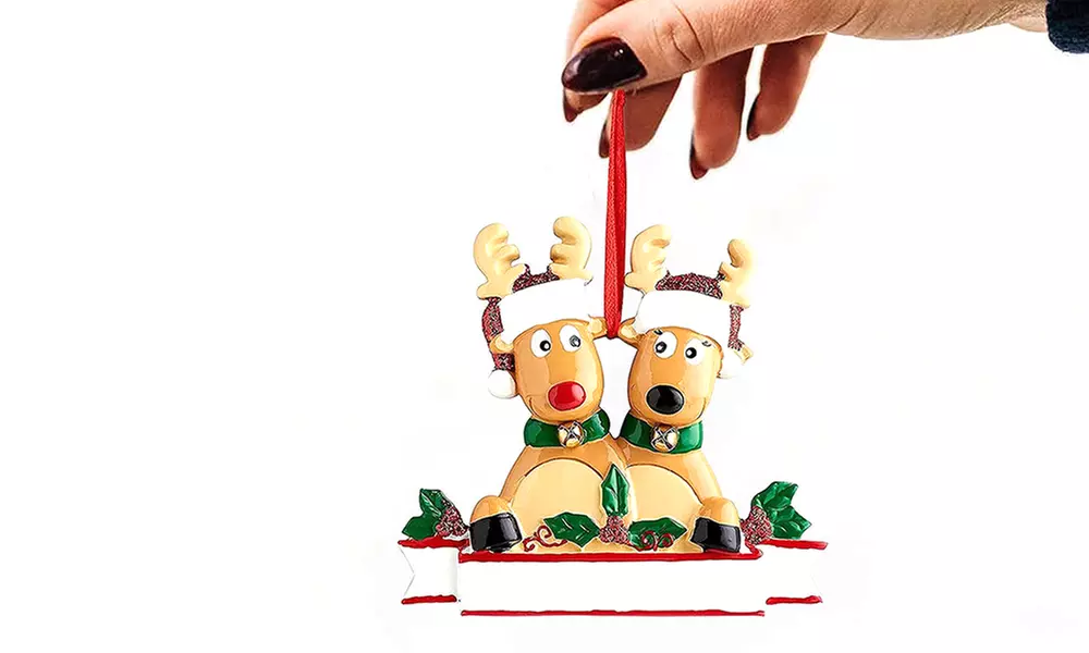 1x, 2x oder 3x beschreibbare Weihnachtbaum-Deko mit Rentier-Motiv