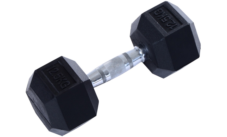 Image 30: Rubber Hexagonal Dumbbells